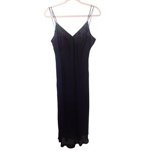 90s Y2K Slip Dress Large Black‎ Pink Sheer Lace Babydoll Whimsigoth Fairy Midi
